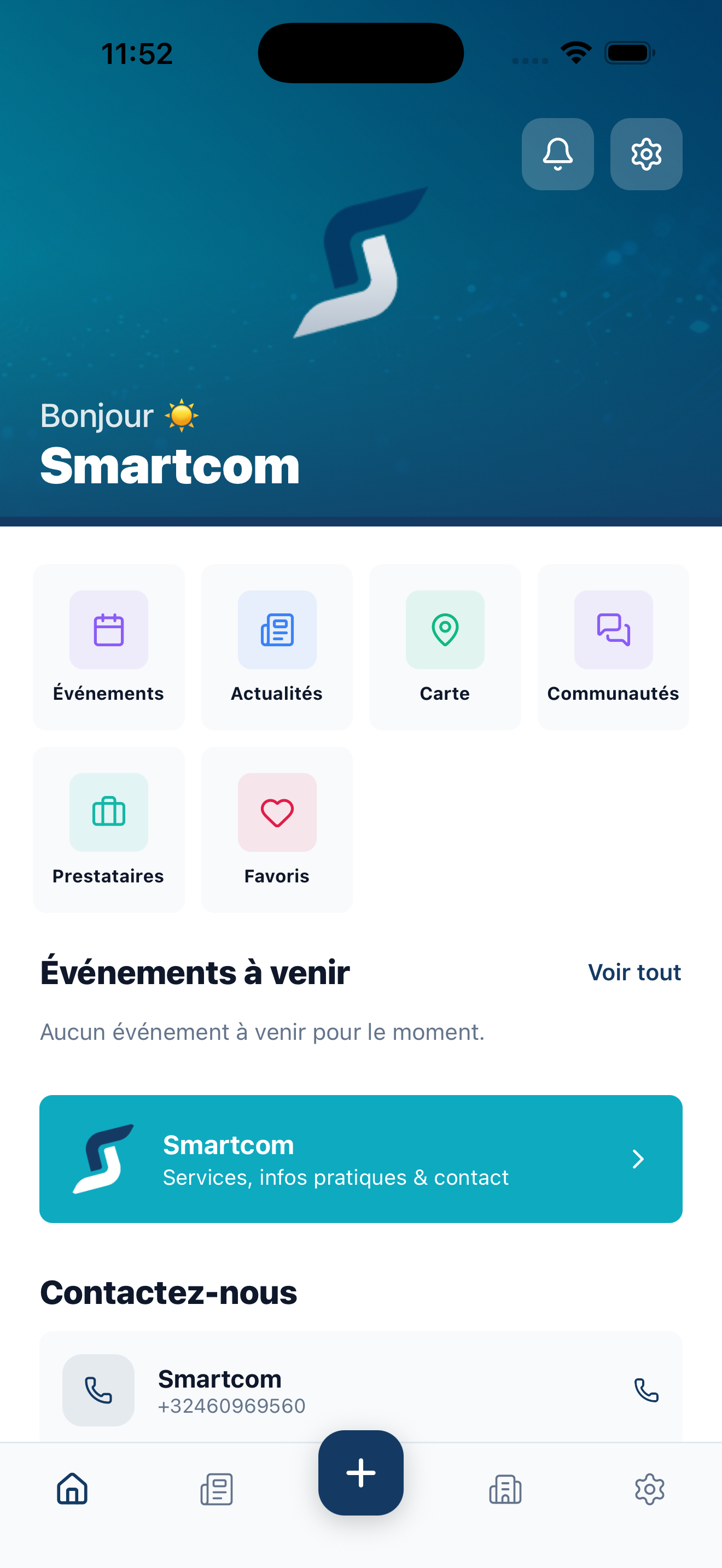 Accueil de l'application